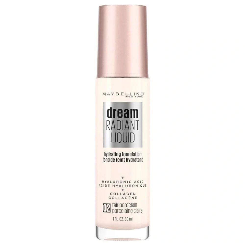 Maybelline 02 Fair Porcelain Dream Radiant Liquid Hydrating Foundation 1oz